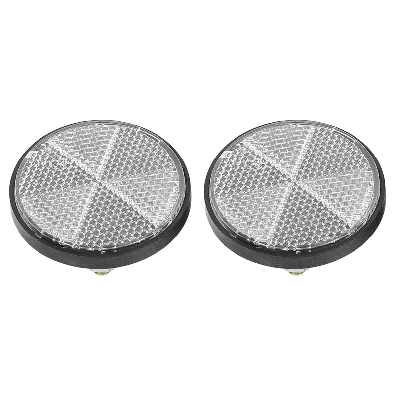 F FIERCE CYCLE Pair M6x1.0 White Plastic Universal Screw Mount Reflective Warning Reflector for Motorcycle Bike - Image 1